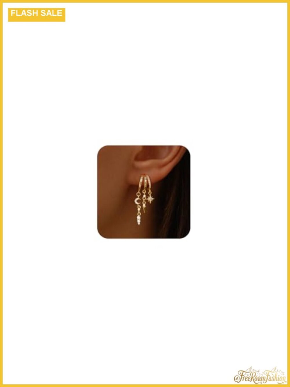14K Gold Plated Dangle Earrings Hypoallergenic Huggie Hoop Cross Moon Star